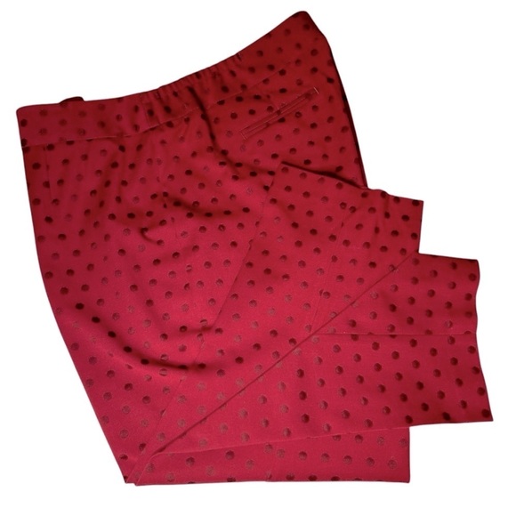 Talbots Heritage Ankle Pants 18W Petite Burgundy Wine Jacquard Dot Stretch Plus - Picture 2 of 16